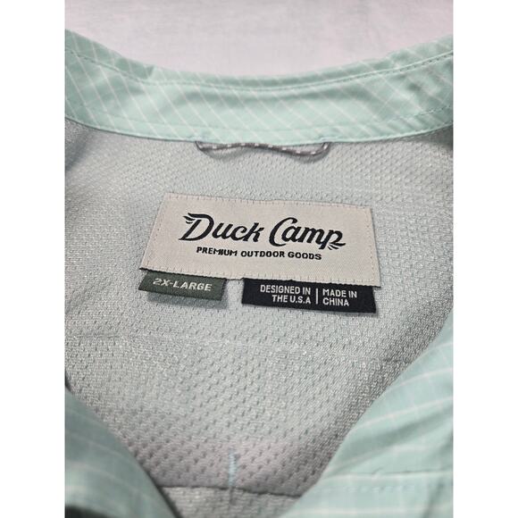 Duck Camp Mens XXL 2XL Short Sleeve Button Up Vented Fishing Shirt Green - Picture 3 of 6